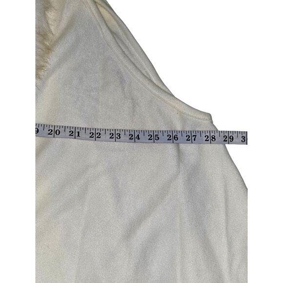 Say What Size 3X Cream Colored Open Front Faux Fur Lined Sleeveless Cardigan Ves - Picture 5 of 6